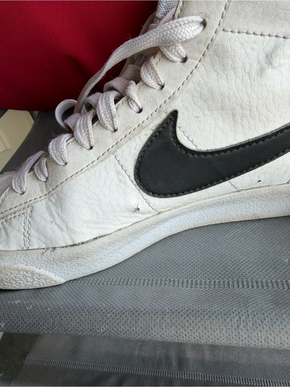 Nike Kids White High-Top Sneakers with Black Swoosh